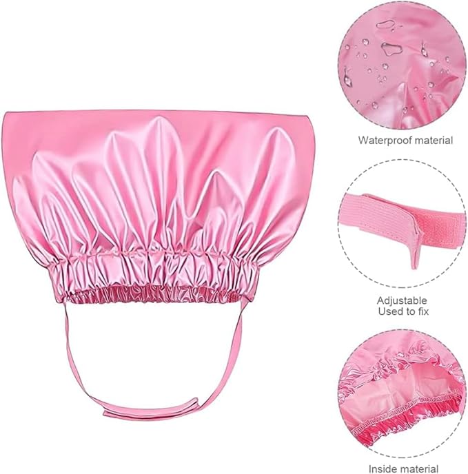 Pet Shower Cap Waterproof Reusable Bath Ear Covers with Adjustable Strap Cat Dog Bathing Hat for Ears Protection Elastic Headgear for Cat Dog Kitten Puppy (Pink,M (12.6''-18.1''))