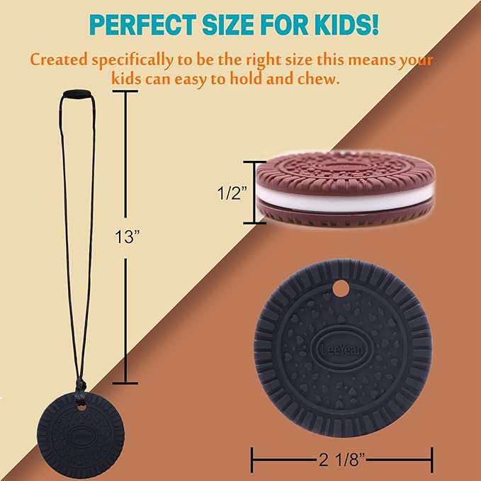 Chew Necklaces for Sensory Kids, 2 Pack Silicone Chewy Necklace Sensory Toys for Boys and Girls with Chewing, Autism, ADHD, SPD, Oral Motor Anxiety Pendant for Adults