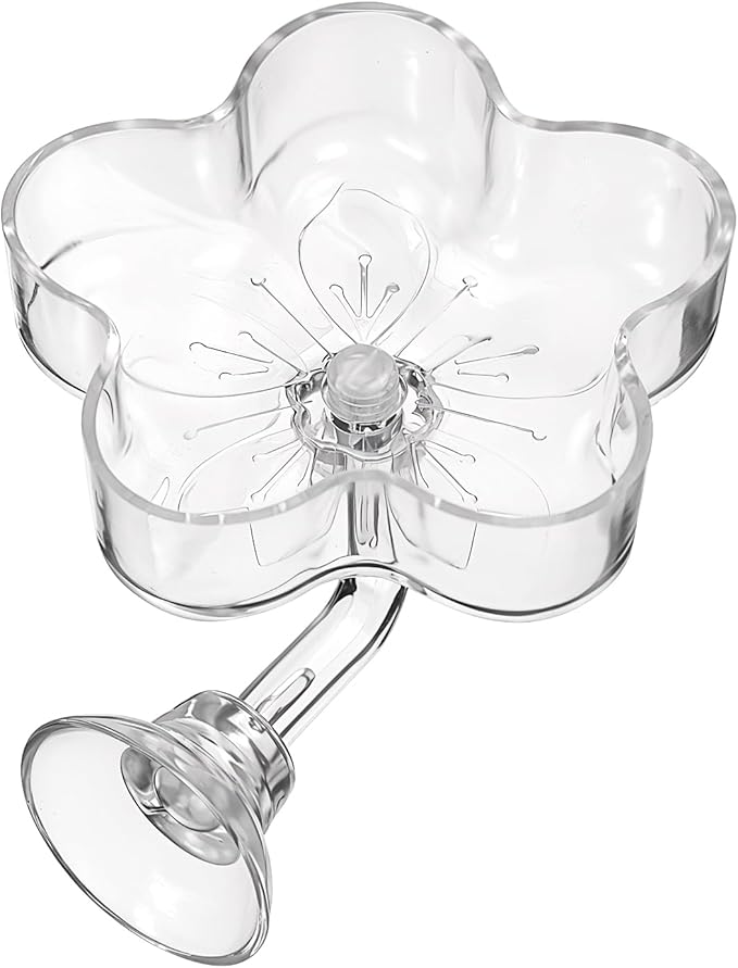 Aquarium Shrimp Fish Feeding Dish, Small Fish Feeder Dishes Clear Feeder Dish Betta Fishes Accessories Food Tray Container with Suction Cup Shrimp Tank Accessories (Sakura Shaped)