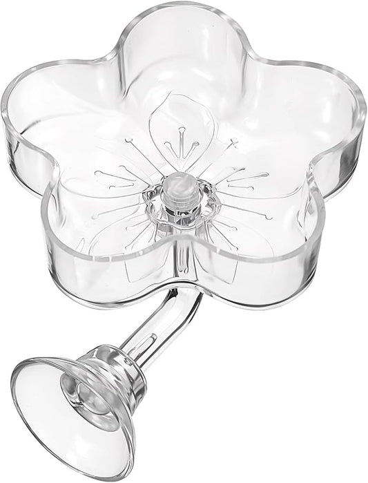 Aquarium Shrimp Fish Feeding Dish, Small Fish Feeder Dishes Clear Feeder Dish Betta Fishes Accessories Food Tray Container with Suction Cup Shrimp Tank Accessories (Sakura Shaped)