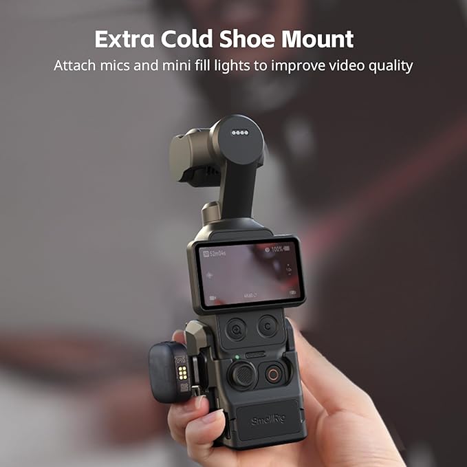 SmallRig Pocket 4/3 Aluminum Cage Expansion Adapter Accessories for DJI Osmo Pocket 4/3, with 1/4"-20 Holes for Side Handle, Cold Shoe Mount, Bidirectional Magnetic Quick Release Interfaces - 6002