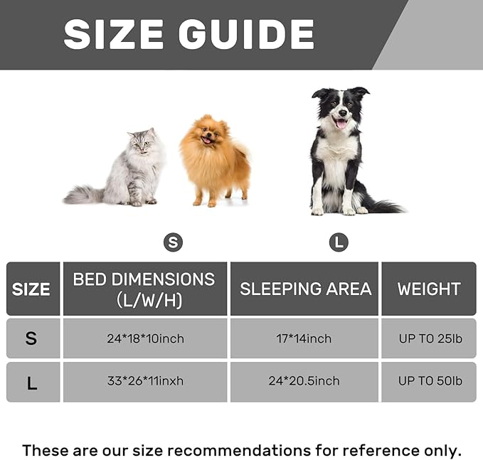 Hollypet Fluffy Dog Cat Bed Pet Couch Beds Plush Soft Warming Washable Puppy Bed for Small Medium Dogs and Large Cats, Gray, 24" L x 18" W x 10" Th