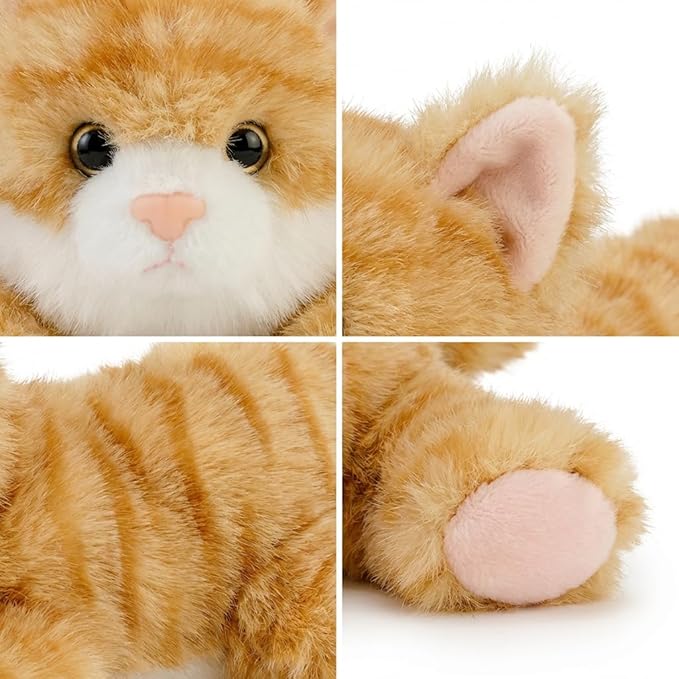 Cute Orange Cat Stuffed Animal Plush Toy - Weighted & Soft, Cute Small Plushie Gift for Kids, Girls, Boys, Adults. 8 inches