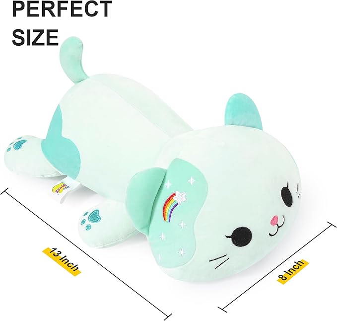 Onsoyours Original Rainbow Cat Plush 13 Inch Kitty Plushies Toy Blue Cat Kitten Stuffed Animal Soft Pillow Kawaii Plushie Gift for Kids & Adults (Rainbow Cat, 13")