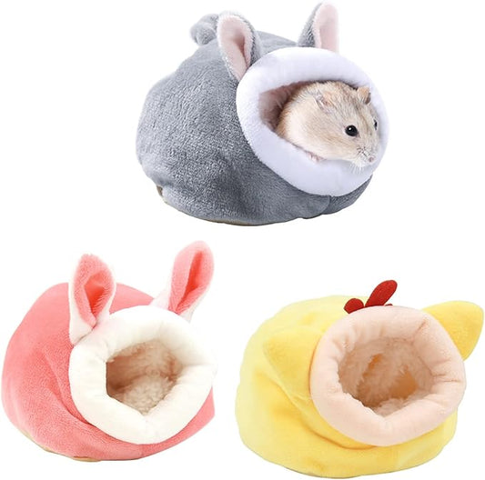Guinea Pig Bed 3 Pack Cozy Small Animal Hideouts Washable Fleece Rabbit House Winter Warm Sleeping Bedding Cage Accessories for Bunny Hamster Squirrel