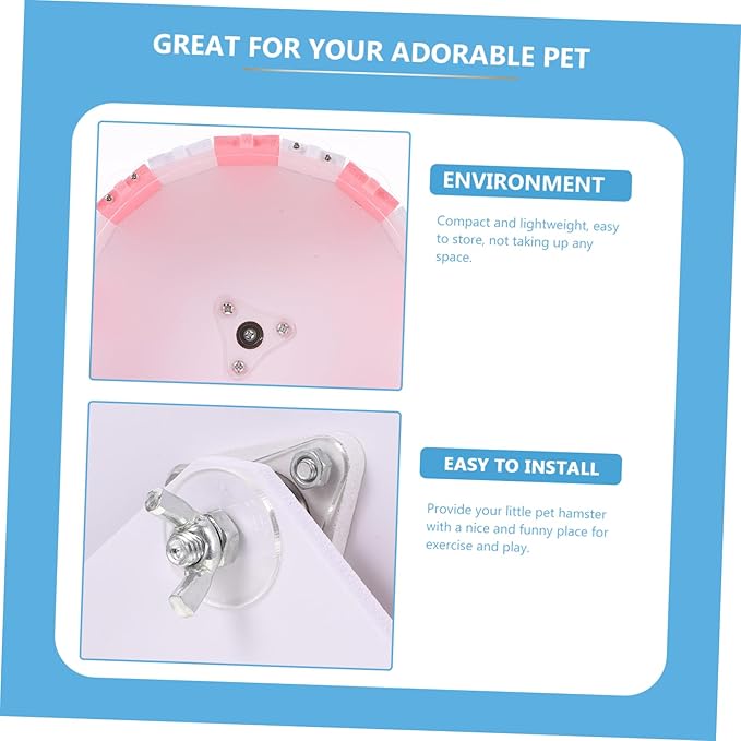 Garneck Hamster Running Wheel 10-inch Pink and White Silent Exercise Wheel for Small Animals Plaything for Mice and Hedgehogs