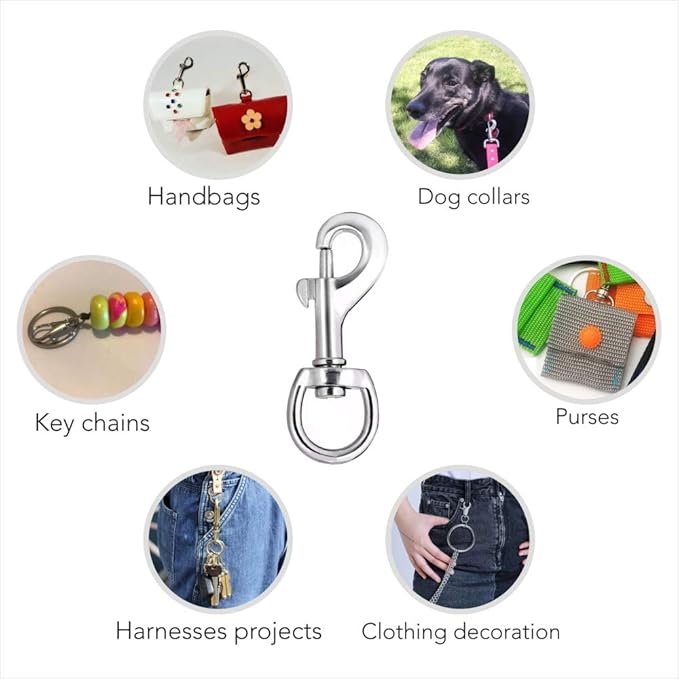 20pcs Swivel Snap Hooks for Dog Leash Collar Linking, Metal Heavy Duty Eye Lobster Claw Clasp Multipurpose- Perfect for Pet Buckle Key Chain Purse Bag Making Handmade Crafts DIY Project