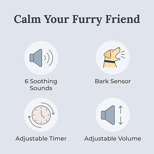 Yogasleep Pawzz White Noise Machine for Dogs, Home & All Pets. with Integrated Bark Sensor, 6 Automatic Relaxing Natural Sounds, Help Keep Pets Calm, Anti-Barking with Training, Noise Canceling