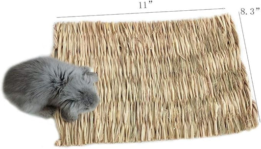 Hamiledyi Grass Mat Woven Bed Mat for Small Animal Bunny Bedding Nest Chew Toy Bed Play Toy for Guinea Pig Parrot Rabbit Hamster Rat(Pack of 3)