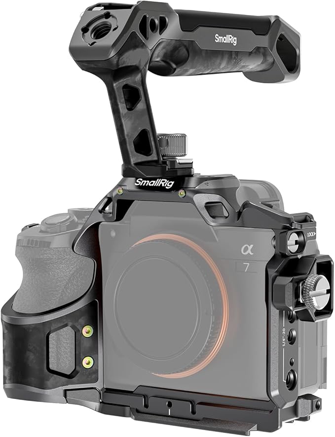 SmallRig A7 V / A7R V / A7 IV Rhinoceros Cage Basic Kit for Sony Alpha 7 V/Alpha 7R V/Alpha 7 IV/Alpha 7S III/Alpha 7R IV, Includes Top Handle/Cable Clamp for HDMI