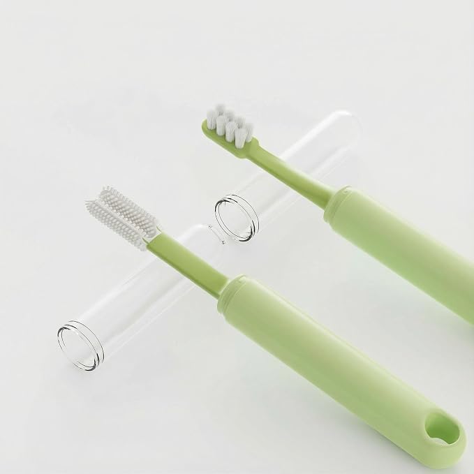 Dual-Head Pet Toothbrush for Small Dogs, Cats, Rabbits & Hamsters - Soft-Bristled Animal Oral Care Toothbrush (Green)