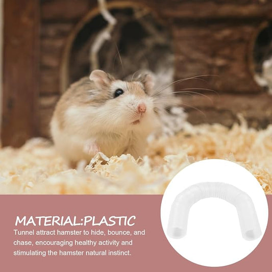 Milisten Expandable Hamster Tunnel - 3.3ft Long Transparent Pet Play Tube for Small Animals | Flexible Exercise Hideout & Interactive Toy for Ferrets, Guinea Pigs, Rats, Gerbils and Mice (Clear White)