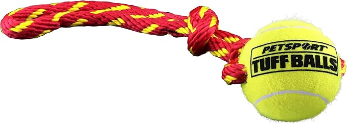 PetSport Fling Thing Dog Ball on Rope Toy, 12" Tennis Ball Rope for Fetch and Tug of War - 2.5" Tuff Ball with Non-Abrasive Felt, Non-Toxic, Durable Toy for Small and Medium Dogs