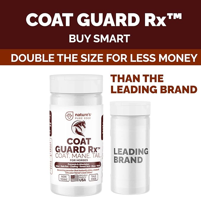 Coat Guard Rx™ Large 16 oz. Coat, Mane, and Tail Powder for Horses - Rain Rot, Sweet Itch, Treatment & Dry Shampoo for Horses.