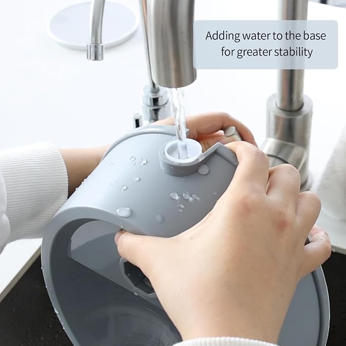 DELIFUR Pet Standing Water Dispenser Adjustable Cat Dog Drinking Water Dispenser Bowl with Detachable Pole Automatically Feeding Water (Grey-Green)