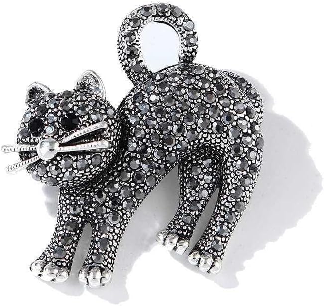 coadipress Rhinestone Cat Brooch Pin for Women Cute Crystal Animal Cat Lapel Pin Clothing Dainty Accessories Jewelry