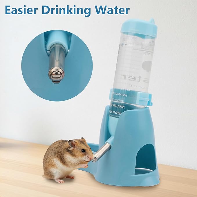 Litewoo 3 in 1 Hamster Water Bottle Small Animal Water Bottle with Food Container Base Hut Hanging Pet Automatic Feeding Drinking Dispenser for Dwarf Hamster Rats Mouse Gerbil Mice