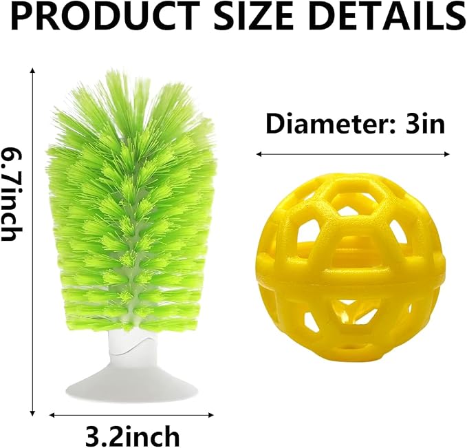 2 Pcs Turtle Tank Accessories - Turtle Brush with Suction Cup, Turtle Tank Decorations Turtle Aquarium Habitat Accessories