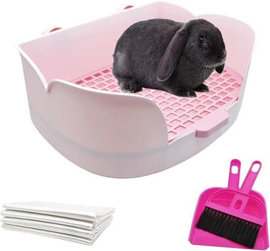 PINVNBY Rabbit Litter Box for Cage,Bunny Potty Box Corner Rabbits Litter Pan Trainer Toilet with Grate for Guinea Pig Hedgehog Chinchilla Ferret(Purple)
