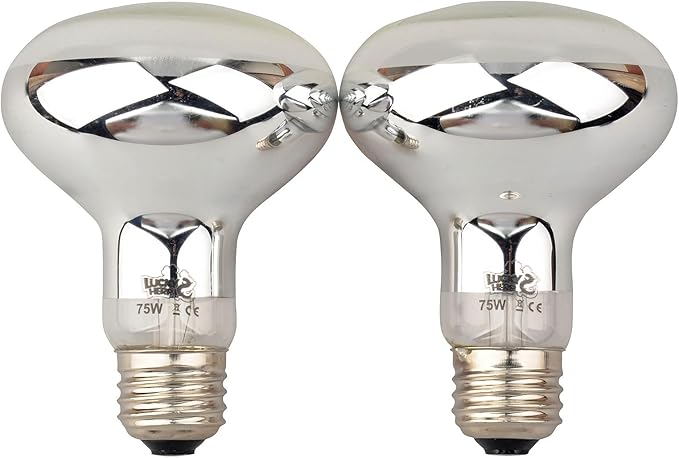 LUCKY HERP Reptile Basking Spot Lamp,Daylight Heat Bulb,2-Pack (75W)