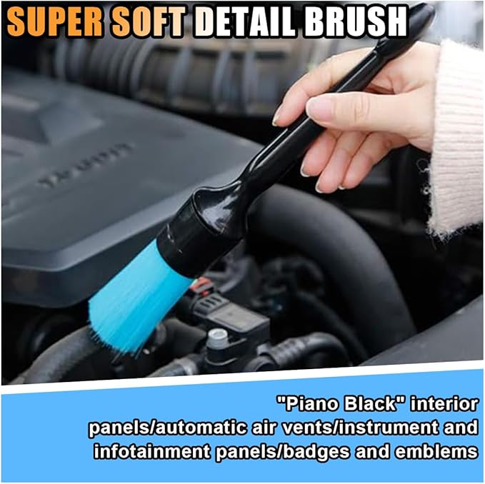 3PCS Ultra-Soft Car Detailing Brush Set - No Scratch Car Exterior and Interior Detail Brushes - Auto Cleaning Brush Kit Car Care Cleaner Duster Supplies for Wheels, Engine, Air Vent (Soft Hair)