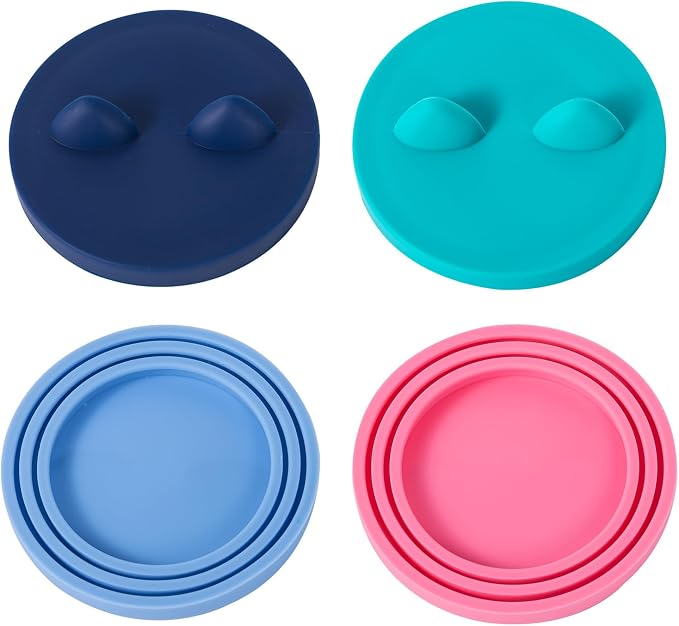 4Pack Cat Food Can Cover Lids Cute Pet Ears Shaped Pet Food Can Covers Universal 1 Fits 3 Standard 3 oz,5.5 oz,12 oz Dog Cat Can Covers Lids Toppers (4)
