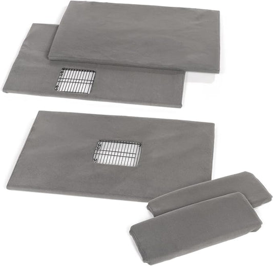 Prevue Pet Products Ferret Cage Plush Fitted Grille Cover Set - Washable Polyester Cage Cover, Prevue Ferret Enclosure Accessories, Plush & Soft Animal Cage Liner - Gray