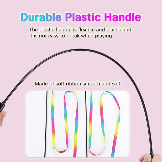 4 Pcs Cat Wand Toys,Interactive Cat Teaser Wand String for Most Cats and Kittens