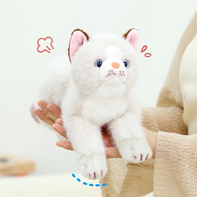 PEACH CAT Cat Stuffed Animal 15" Realistic Kitten Plushies Soft Plush Toys Gifts for Kids White