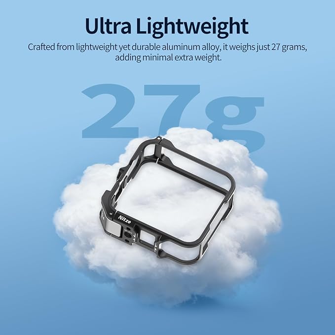 Nitze MAX2 Cage for GoPro MAX2 360 Action Camera, Aluminum Alloy Protective Cage with Built-in Cold Shoe and 1/4" Locating Hole - T-GP04A