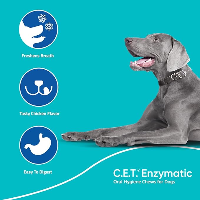 Virbac C.E.T.® Enzymatic Oral Hygiene Chews for Dogs, X Small - Plaque & Tartar Control - Single Layer Beefhide with Exclusive Dual-Enzyme System & Tasty Chicken Flavor - Easy to Give Dog Dental Chew