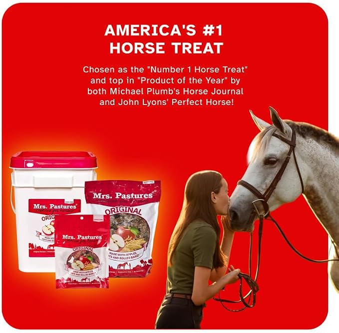 Mrs Pastures Cookies and Treats for Horses - Premium Horse Treats - Made with Apples, Oats, and Rolled Barley - Preservative Free - All Natural Ingredients - No Corn or Soy - Made in USA - (5lb Bag)