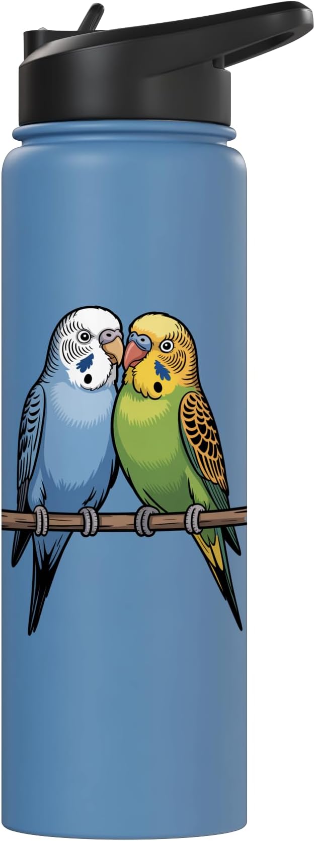 Parakeet Couple Cute Budgie Bird Lovers Art Stainless Steel Insulated Water Bottle