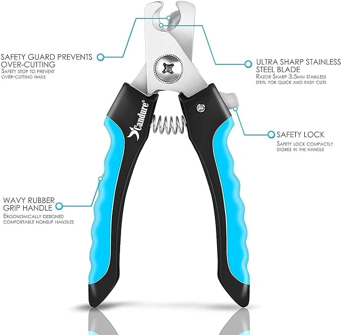 Candure Dog Nail Clippers and Trimmer with Safety Guard to Avoid Over-Cutting Toe Nails Professional Grooming Pet Nail Clipper with Nail File for Small Medium-Large Breeds