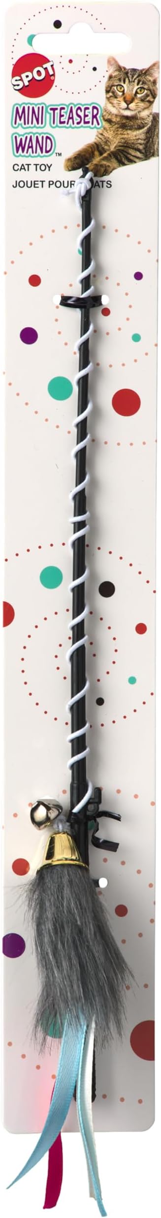 SPOT Mini Teaser Cat Wand – 12 Inch Interactive Toy with Bungee Cord, Bell & Catnip, Encourages Exercise & Bonding Play – Assorted Styles