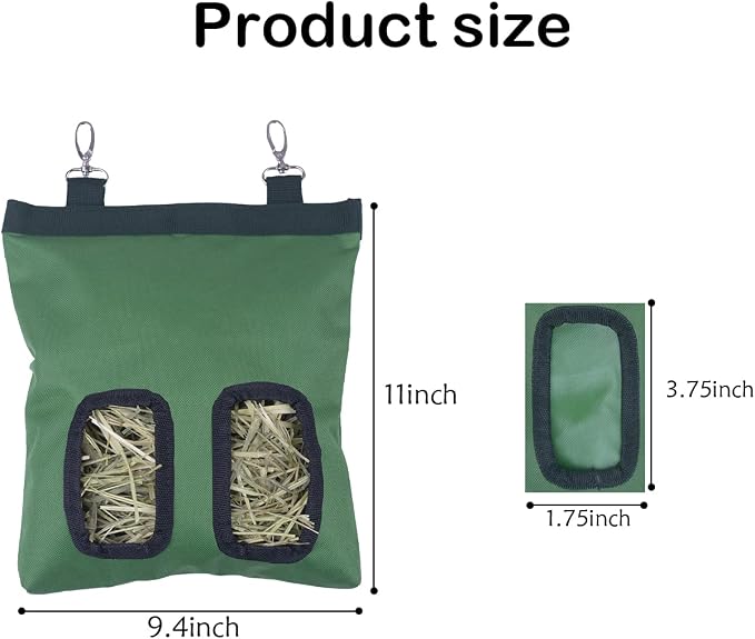 Rabbit Hay Feeder Bag, Guinea Pig Hay Feeder Storage, Rabbit Hay Bag, Guinea Pig Hay Feeder,11in X9.4in Small Animal Feeder Bag,600D Oxford Cloth Fabric (Green)