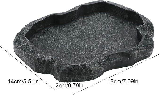 Resin Rock Reptile Food and Water Bowl, Terrarium Dish for Bearded Dragon, Leopard Gecko, Lizard, Tortoise Feeder Accessories