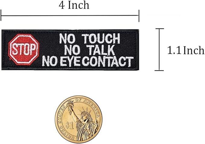 U-LIAN No Touch No Talk No Eye Contact Patch Embroidered Service Dog Patch for Warning Vests Harness Hook and Loop Emblem