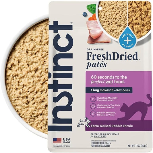 Instinct FreshDried Pates, Freeze Dried Cat Food, Grain Free - Rabbit Entrée, 13 oz. Bag