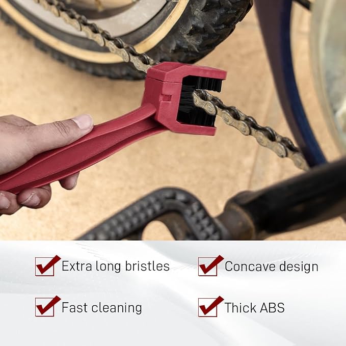 1 PCS Bike or Motorcycle Chain Washer, Motorcycle Chain Cleaning Kit, Motorbike Gear Dirt Stain Cleaning Brush, Bicycle Washer Cleaner Brush Tool for Bicycle Mountain Bike (Red, 1PCS)