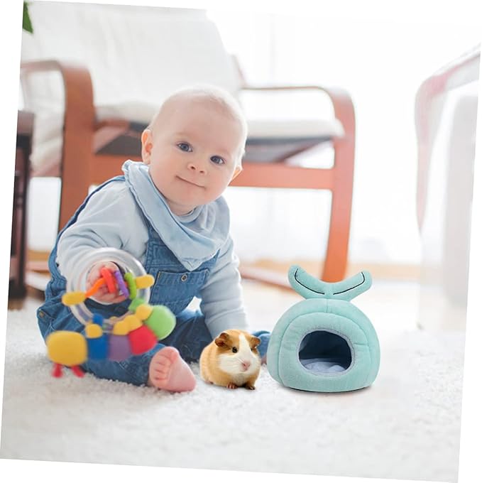 TOYANDONA Cartoon Whale Shape Warm Nest for Hamsters Guinea Pigs Pets Cozy Hideout Bed for Relief and Comfort Indoor Cave for Napping Playing