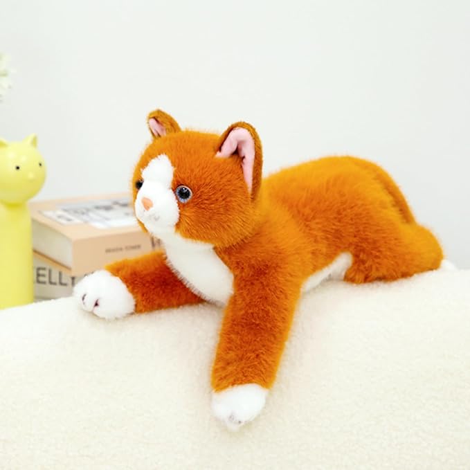 PEACH CAT Cat Stuffed Animal 15" Realistic Kitten Plushies Soft Plush Toys Gifts for Kids Orange