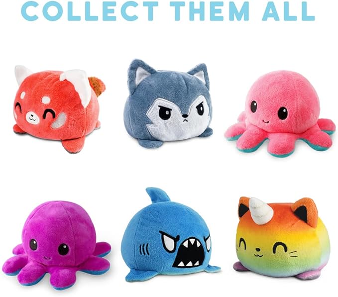 TeeTurtle Reversible Cat Plushie 4-Inch Siamese Two-Sided Flip Plush Toy with Embroidered Details - Cute Mini Collectible Plush for Kids, Teens, and Adults