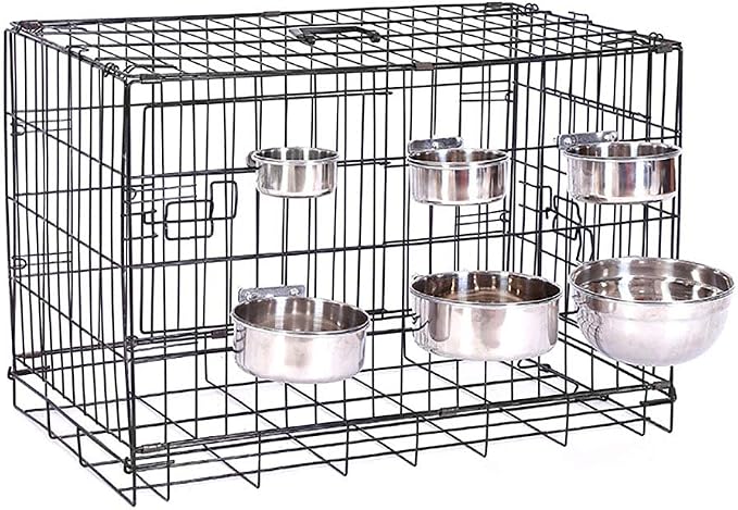 JiangYanus Stainless Steel Hanging Pet Bowls, Dog Crate Food and Water Bowl | Metal Coop Cups with Clamp Holder Detachable Cage Kennel Bowl Feeder Dish for Dogs Cats Birds Ferret Rabbit and Small Animals