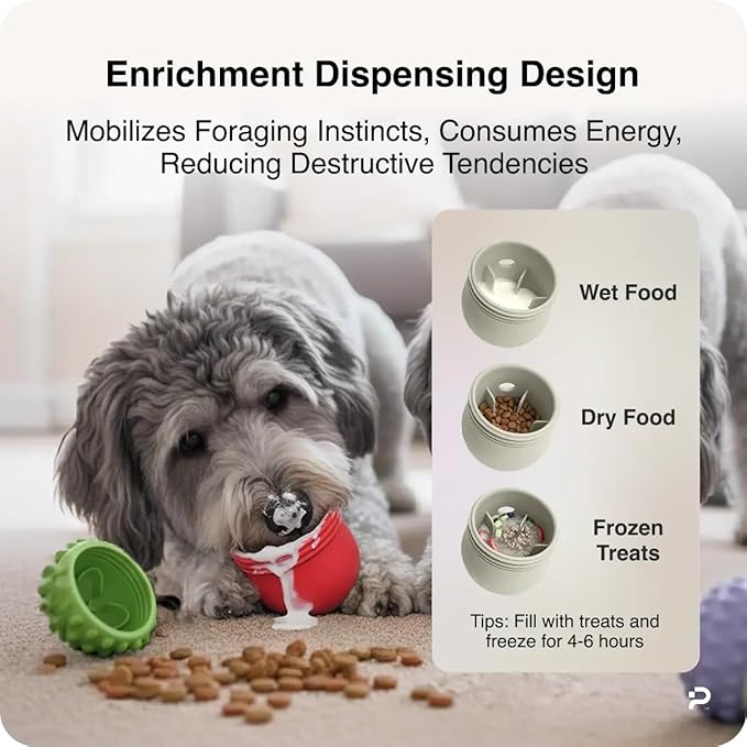 PiFi Interactive Dog Toys for Small Dogs, Treat Dispensing Dog Toy for Wet, Dry & Frozen Treats, Slow Feeder & BPA-Free Enrichment Toy, Twist-Apart Easy-Clean Design