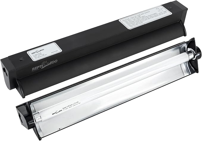 REPTI ZOO 8W Reptile T5 HO UVB Lighting Combo Kit, Light Fixture Reptile Terrarium Hood, with Detachable Curved Reflector and 1pc Desert 10.0 UVB T5 Lamp, ETL certificated