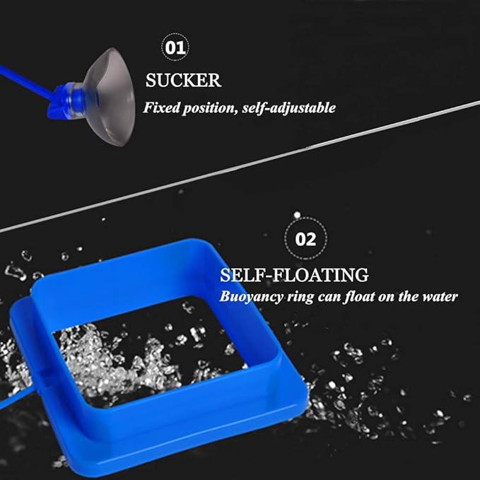 Fish Feeding Ring, Floating Food Feeder Thicken Square, Reduces Waste and Maintains Water Quality, for Flakes and Floating Fish Foods, for Guppy, Betta,