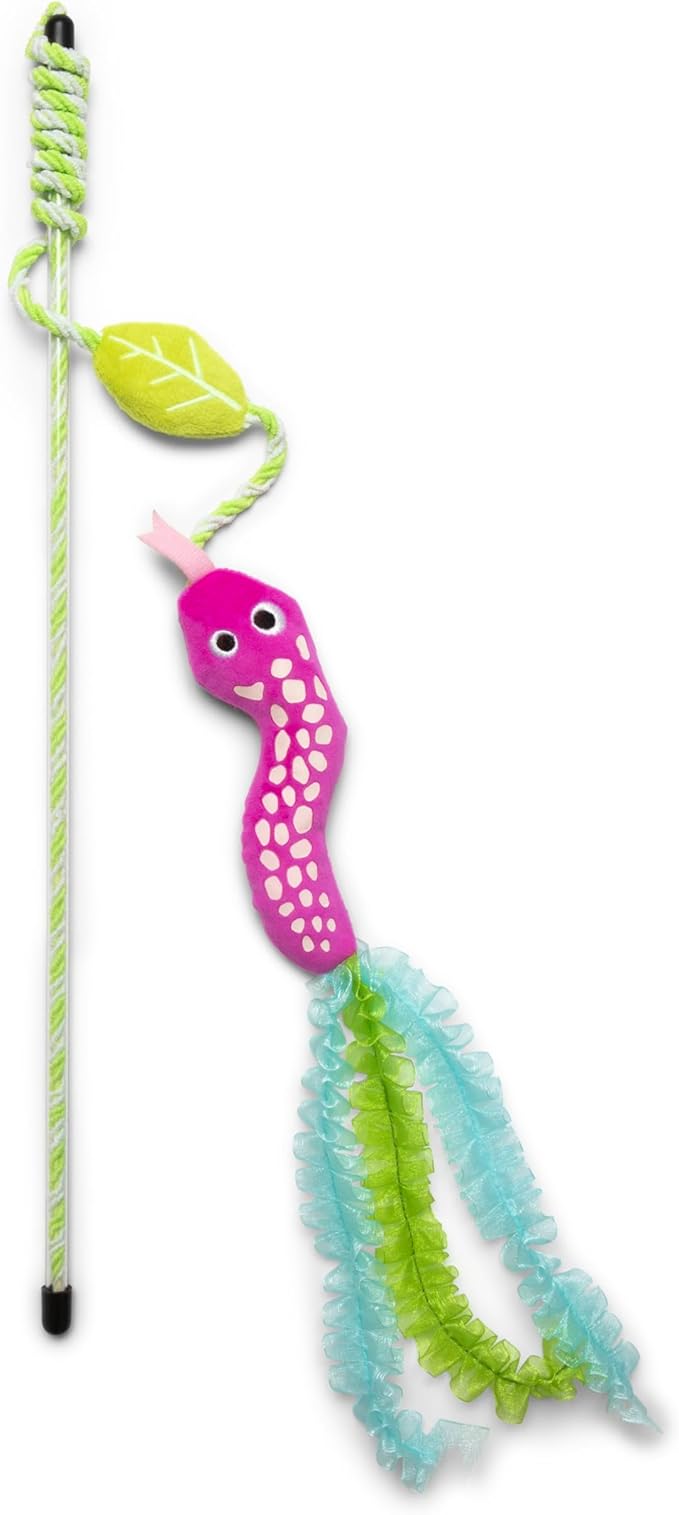 Quirky Kitty Glowing Forest Glow Snake Wand Catnip Cat Toy, Night Play Time | Luminous teaser to dangle and swish after dark, sparks chasing, leaping and playful exercise in felines at home every day