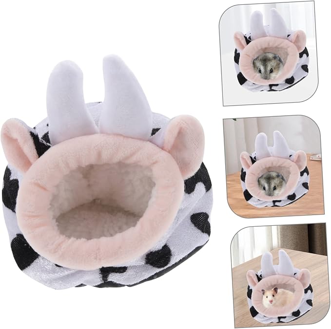 UKCOCO Plush Bunny Plush Cow Stuffed Hedgehog Guinea Pig Habitat Cow Hamster Hideout Rabbit Bed House Small Pet House Guinea Pig House Rat House Decor Warm Bed Cotton Nest Sleeping Nest