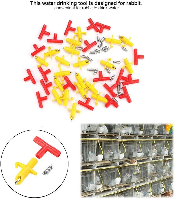 20Pcs Rabbit Water Feeder Automatic Rabbit Drinker Nipple Drinking Water Tool Cage Accessories for Small Animals Guinea Pig Ferret Farm Animal SuppliesPoultry Fountains & Waterers
